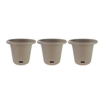 3PK Homeleisure WaterSaver Round Pot Planter 40cm Taupe Home Garden 