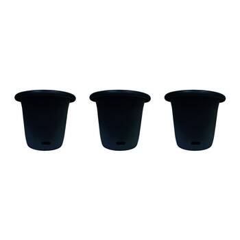 3PK Homeleisure WaterSaver Round Pot Planter 40cm Charc Home Garden 