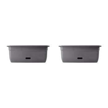 2PK Homeleisure WaterSaver Rectangle Pot Planter 45cm Dark Grey Home 