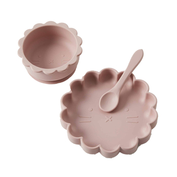 3pc Nordic Kids Henny 18cm Silicone Dining Set - Musk