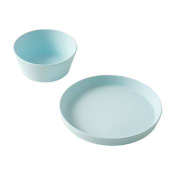2pc Jiggle & Giggle Riley Silicone Dining Baby/Toddler Dinnerware Blue