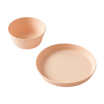 2pc Jiggle & Giggle Riley Silicone Dining Baby/Toddler Dinnerware Peach