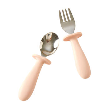 2pc Jiggle & Giggle Riley Cutlery Dishwasher-safe Peach
