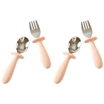 2x 2pc Jiggle & Giggle Riley Cutlery Dishwasher-safe Peach