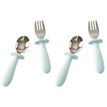 2x 2pc Jiggle & Giggle Riley Cutlery Dishwasher-safe Blue