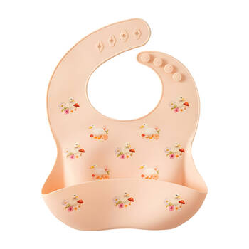 Jiggle & Giggle Waddling Around Silicone Bib Baby/Toddler Dinnerware Peach