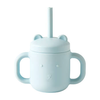 Jiggle & Giggle Riley Silicone Sippy Cup w/ Straw Baby Dinnerware Blue