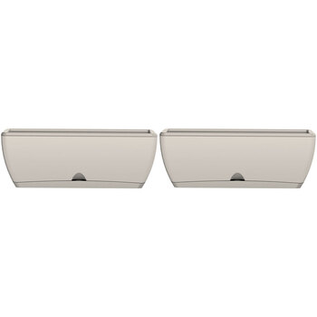 2PK Homeleisure WaterSaver Modern Rectangle Pot Planter 48cm White 