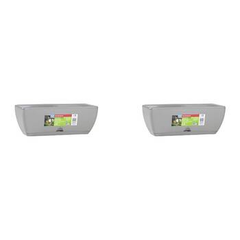 2PK Homeleisure WaterSaver Modern Rectangle Pot Planter 48cm Grey Home 