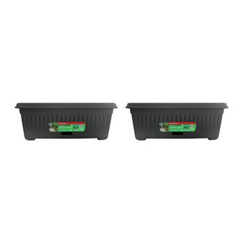 2PK Homeleisure WaterSaver Traditional Rectangle Pot Planter 48cm Charcoal