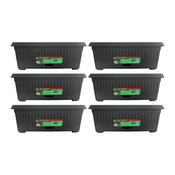 6PK Homeleisure WaterSaver Traditional Rectangle Pot Planter 48cm Charcoal