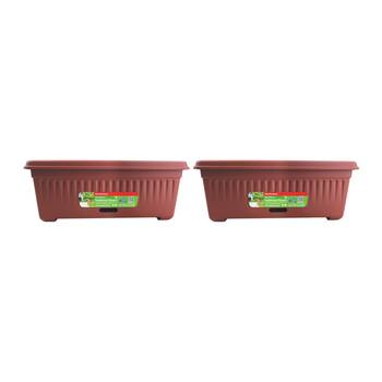 2PK Homeleisure WaterSaver Traditional Rectangle Pot Planter 48cm Manor Red