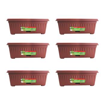 6PK Homeleisure WaterSaver Traditional Rectangle Pot Planter 48cm Manor Red