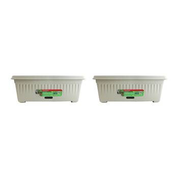 2PK Homeleisure WaterSaver Traditional Rectangle Pot Planter 48cm Stone 