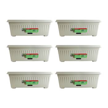 6PK Homeleisure WaterSaver Traditional Rectangle Pot Planter 48cm Stone 