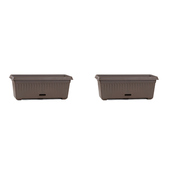 2PK Homeleisure WaterSaver Traditional Rectangle Pot Planter 68cm Choco Brown