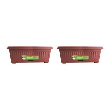 2PK Homeleisure WaterSaver Traditional Rectangle Pot Planter 68cm Manor Red