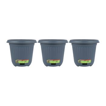 3PK Homeleisure WaterSaver Traditional Round Pot Planter 40cm Blue 