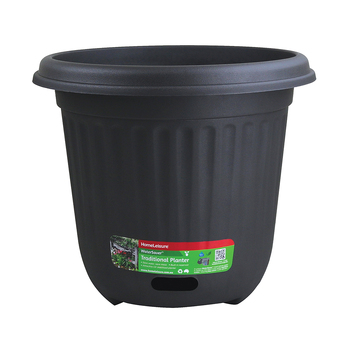 Homeleisure WaterSaver Traditional Round Pot Planter 40cm Charcoal