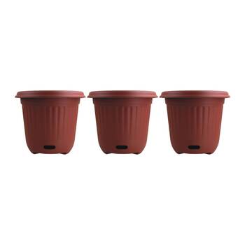 3PK Homeleisure WaterSaver Traditional Round Pot Planter 40cm Manor Red