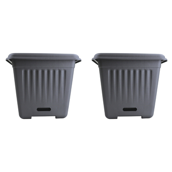 2PK Homeleisure WaterSaver Traditional Square Pot Planter 28cm Charcoal