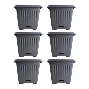 6PK Homeleisure WaterSaver Traditional Square Pot Planter 28cm Charcoal
