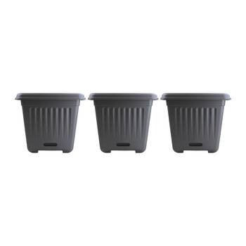 3PK Homeleisure WaterSaver Traditional Square Pot Planter 39cm Charcoal