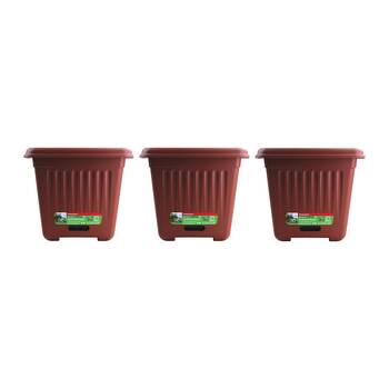 3PK Homeleisure WaterSaver Traditional Square Pot Planter 39cm Manor Red