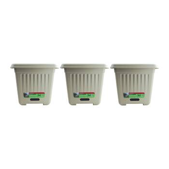 3PK Homeleisure WaterSaver Traditional Square Pot Planter 39cm Stone 