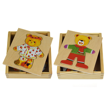 Kaper Kidz Dressing Bear Boy/ Bear Girl Wooden Blocks Children's Toy 18m+