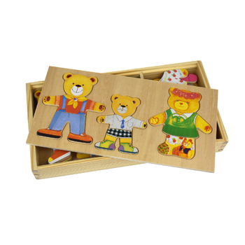Kaper Kidz Dressing Bear Family Wooden Blocks Children's Toy 18m+