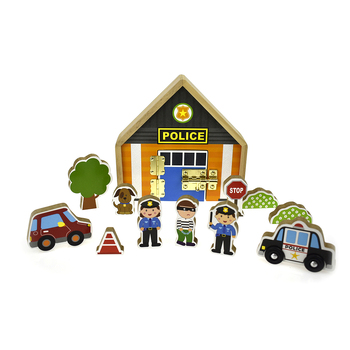 Kaper Kidz Metal Latch Playset Police Wooden 19cm Toy Kids/Toddler 3y+