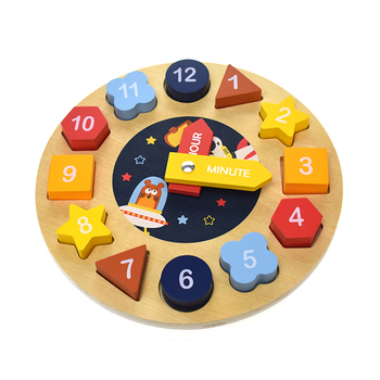 Koala Dream Space Clock Shape Sorter Wooden 21.5cm Puzzle Toy 12m+
