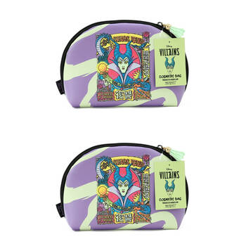 2PK Disney Wicked Villains Maleficent Cosmetic Makeup Storage Bag Purple