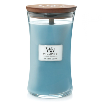 WoodWick 609g Scented Candle Sea Salt & Cotton Large - Blue