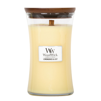 WoodWick Lemongrass & Lily Scented Crafted Candle Glass Jar Soy Wax Large