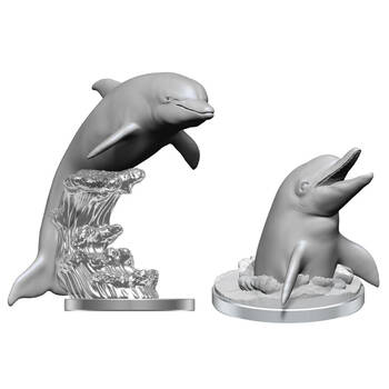 2pc Wizkids Deep Cuts Unpainted Miniatures Dolphins
