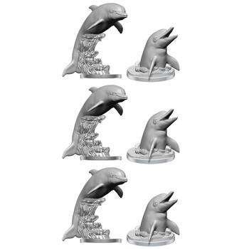 3x 2pc Wizkids Deep Cuts Unpainted Miniatures Dolphins