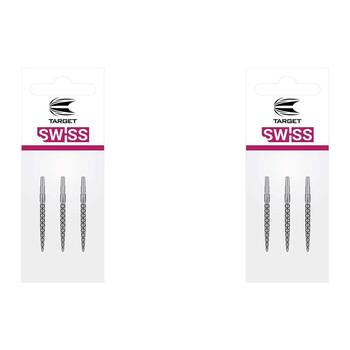 2x 3pc Target 30mm Diamond Pro Swiss Point For Darts SP Barrels - Silver