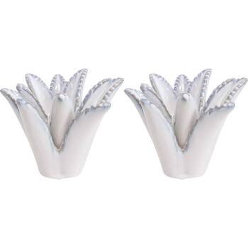 2PK LVD Stoneware Stick Candle Holder Display Mist Medium 13.5cm - White