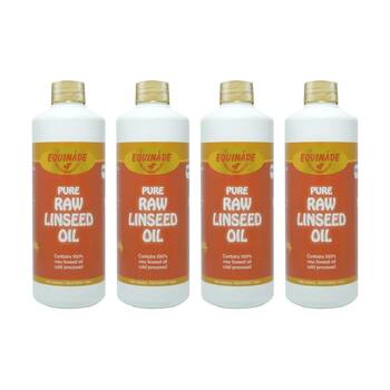 4PK Equinade Raw Linseed Oil Cold Pressed Horse Coat Conditoner Care 500ml