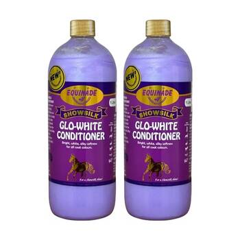 2PK Equinade Showsilk Horse Grooming Coat Care Conditioner 1L Glo White