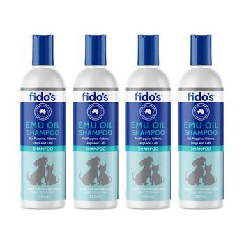 4PK Fidos Pet Dog & Cat Grooming Washing Care Shampoo Emu Oil 250ml