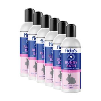 6PK Fidos Friend Pet Bunny Bath Grooming Washing Care Shampoo & Conditioner 125ml
