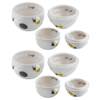 2x 4pc Davis & Waddell Beetanical Measuring Cups 11x17cm - Yellow/Black