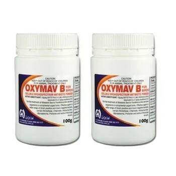 2PK Fidos Oxymav B For Birds Antibiotic Powder Sealed Bottle 100g