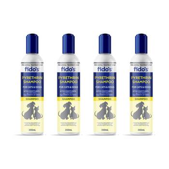 4PK Fidos Pet Dog & Cat Grooming Washing Care Shampoo Pyrethrin 250ml