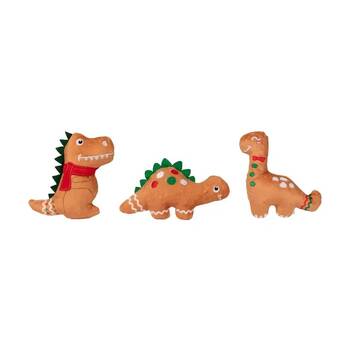 3pc Fringe Studio Baking Spirits Bright Dinosaurs Small Dog Toy Set Multicolour