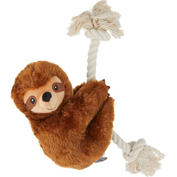 Fringe Studio Plush Sloth On A Rope Soft Cuddly Interactive Tug Dog Toy Brown