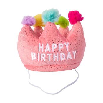 Petshop By Fringe Studio If The Crown Fits Birthday Hat Plush Dog Toy Pink